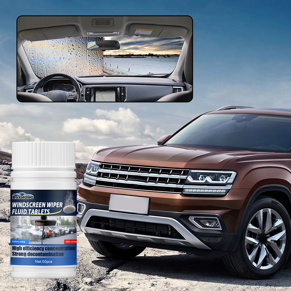 50 Pieces Solid Car Effervescent Tablets Car Windshield Concentrated Clean Tablets for Kitchen Window