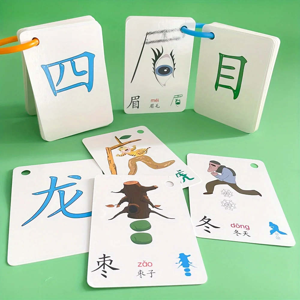 100 Chinese Hieroglyphics Cards Mandarin Chinese Learning Flashcards Characters Stroke Order Boost Vocabulary with Visual Educational Learning Toy Alphabet Educational Toys