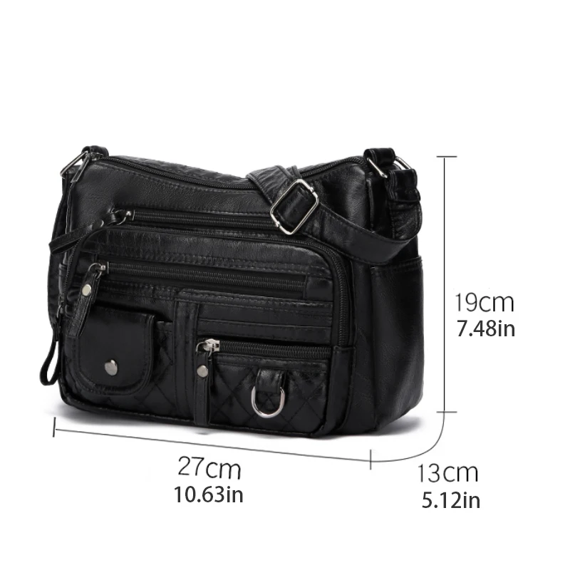 Women's crossbody bag, synthetic leather shoulder bag with adjustable shoulder straps, lightweight multi pocket bag with zipper