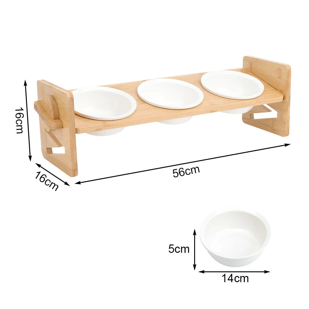 Tieker Bamboo Base Pet Feeder Ceramic Pet Bowl for Small Pets Elevated Feeding Bowl Cat and Dog Supplies: 3 - 5 Days Free Delivery Only UK