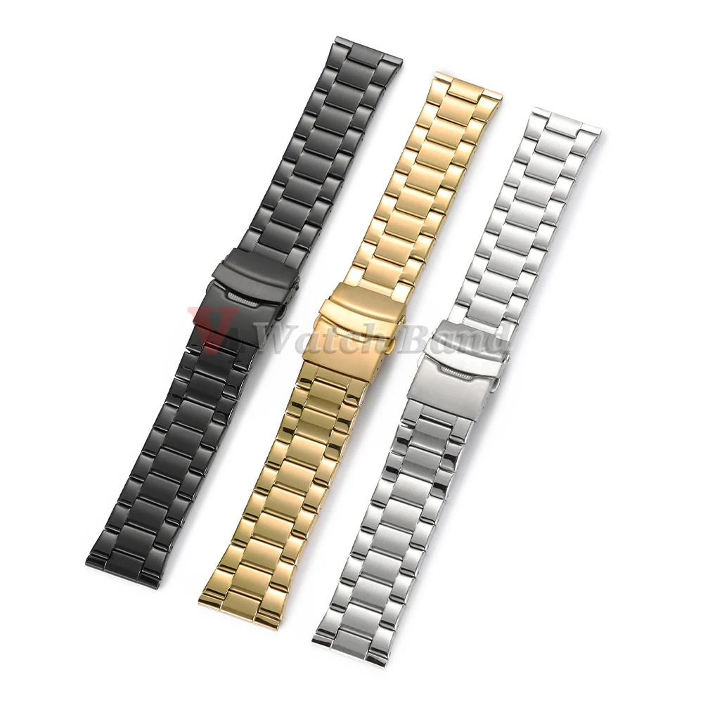 Premium Stainless Steel Semi-Solid Metal Watch Band Strap - Elegant Bracelet Accessory