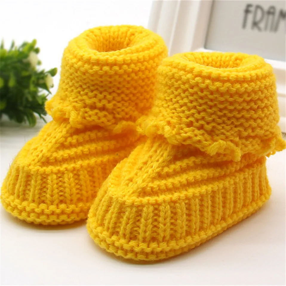Newborn Booties Baby Socks Shoes Knitting Wool Girl Boy Winter Warm Cute Toddler Prewalkers Soft Infant Crib Crawl Shoes 4