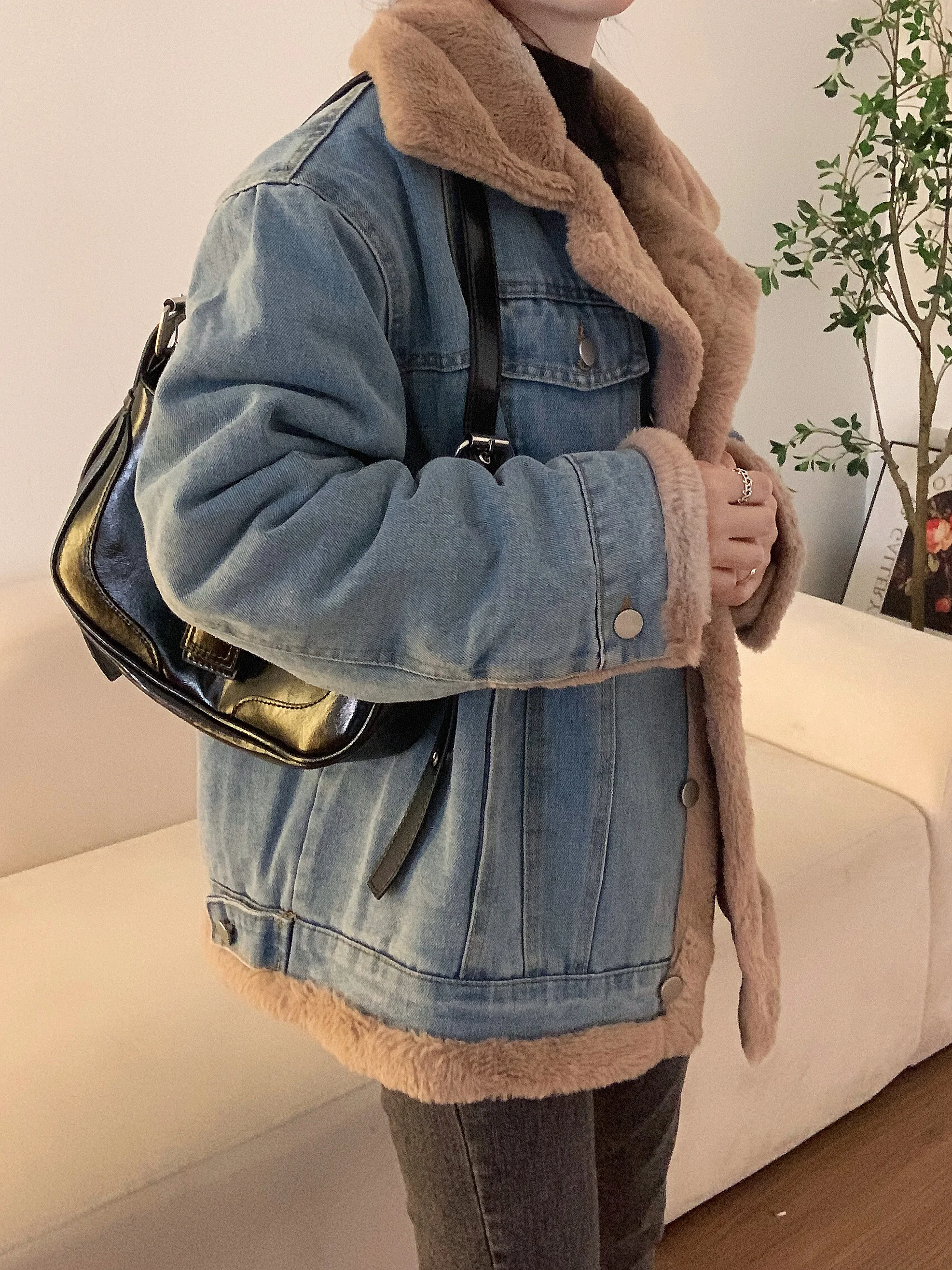 Trench Coat Denim Décontracté Veste En Jean Longue Décontractée