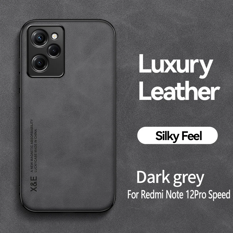 Elegant Leather Magnetic Holder Back Cover with Metal Plate