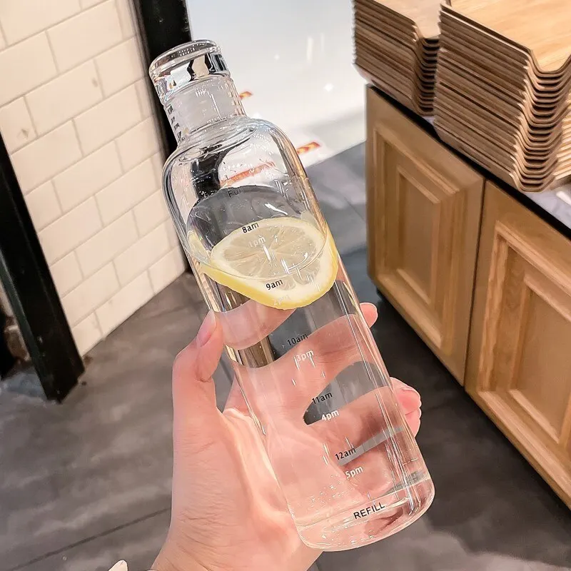 500ML 700ML Plastic Sports Water Bottle With Time Scale Large Capacity Leakproof Drop Resistant For Sport plastic water bottle