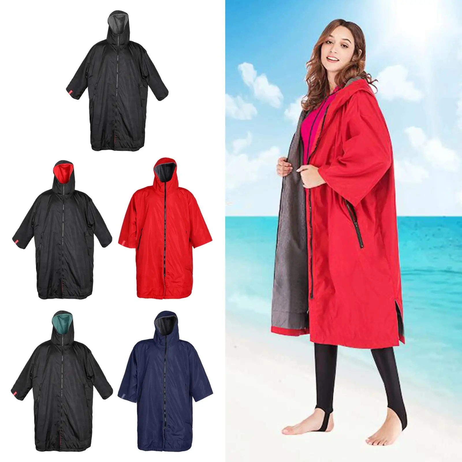 Waterproof Surf Changing Robe Outdoor Coat Fleece Lined Jacket Keeping Warm Dry Oversized Poncho Coat for Swimming Surfing Beach waterproof surf changing robe outdoor coat fleece lined jacket keeping warm dry coat for swimming surfing beach