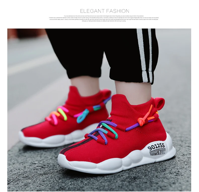 2025 neue Marke Kinder Schuhe Junge Mädchen Atmungsaktive Schuhe Casual Sport Schuhe Weiche Outdoor Kinder Stricken Turnschuhe Größe 26-38 – Detail 12