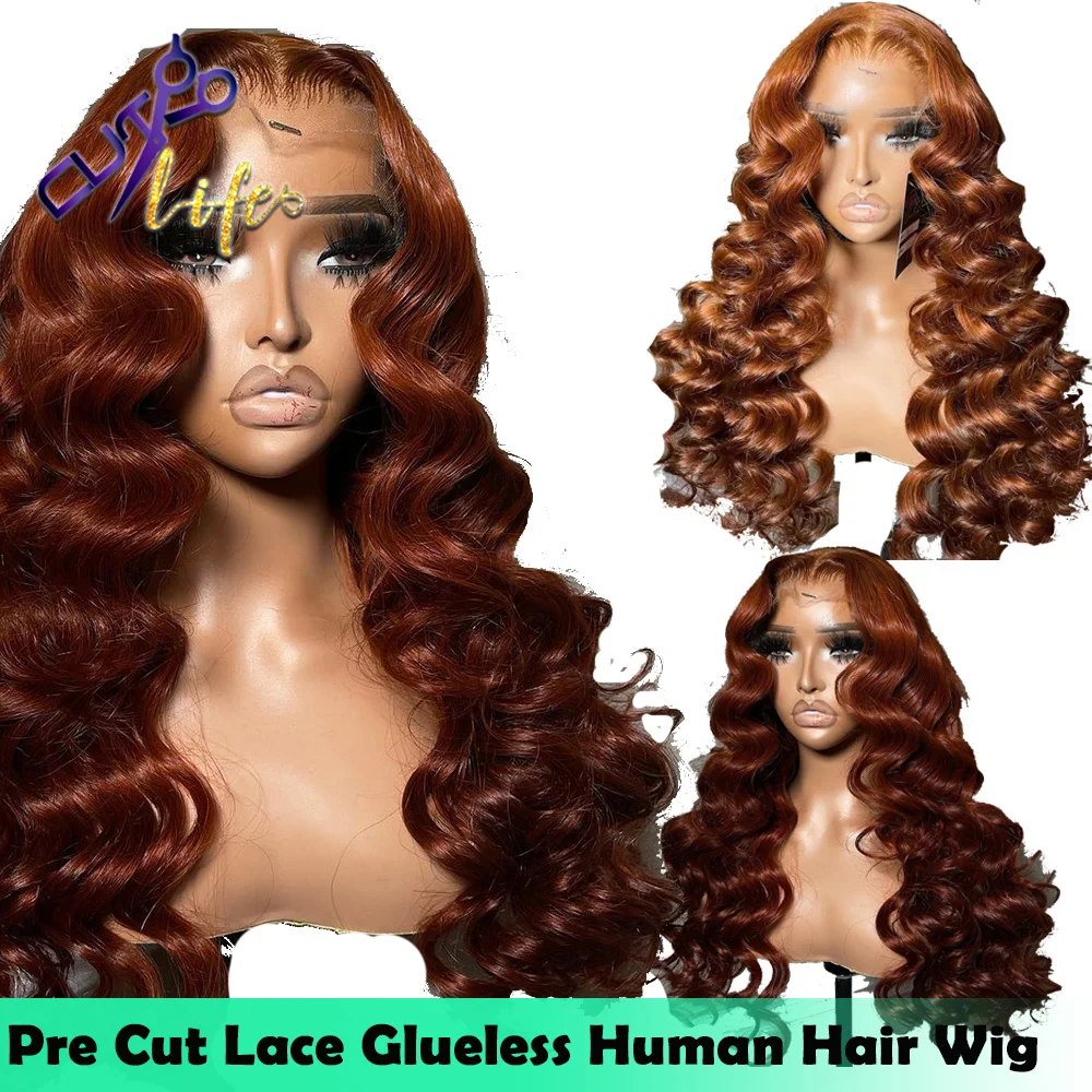 350 Ginger Colored Wig Body Wave 5x7 Pre Cut Lace Wig For Women 99j Burgundy 360 Glueless Full Lace Brazilian Human Hair