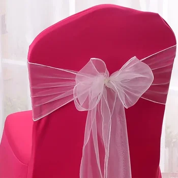 Ceintures de chaise en Organza transparent de 275cm, 50 pièces, ruban de ceinture, couverture d'arc, décoration rustique pour fête de mariage, anniversaire, Banquet, cérémonie 1