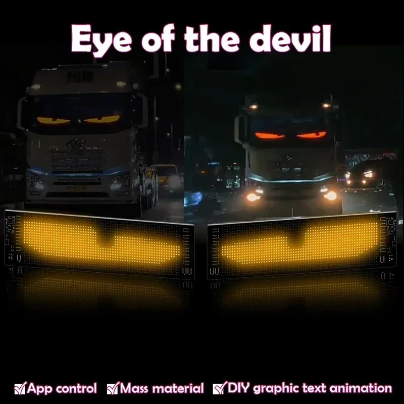 Led Eyes for Truck Demon Eyes Car APP LED Matrix Pixel Panel 1/2pcs DIY Programmable Flexible LED Display Car Truck Accessorie
