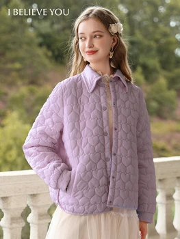 I BELIEVE YOU Small Fragrant Women Parkas Love Light Padded Coat Winter 2024 Outerwear New Trendy Korean Version Tops 2234155364 1
