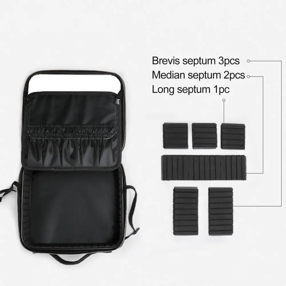 Cosmetic Pouch with Dividers Capacity Cosmetic Bag with Led Mirror Multi Compartments Portable Travel Makeup for Artists 5