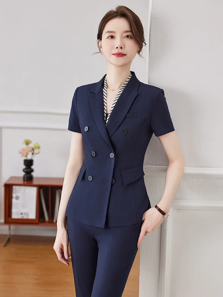 

High-End Short Sleeve Suit Coat Female Summer Sales Department Hotel Work Clothes Fashion Jewelry Store Formal Wear Business Wea