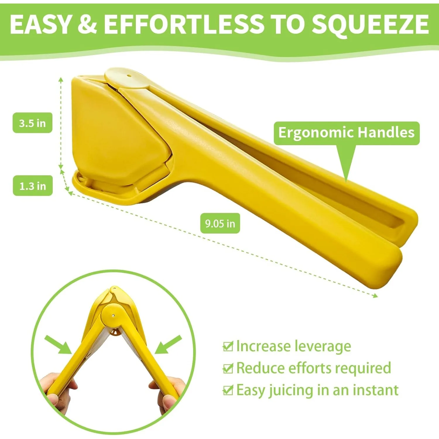 Handheld Lemon Juicer Squeezer Easy To Use Flat Lemon Squeezer with Leverage Squeezer and Built in Strainer for Orange Lime Kiwi