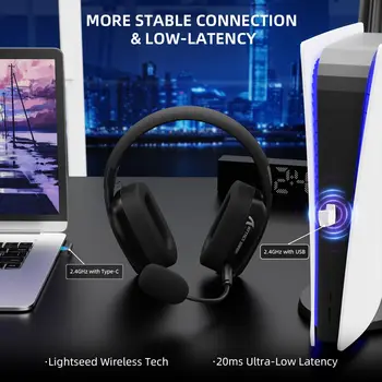 ATTACK SHARK L80PRO Wireless Gaming Headset Lightseed Tech- Built-in&Detachable Dual Microphone-Lightweight Headphone-Tri-Mode 1