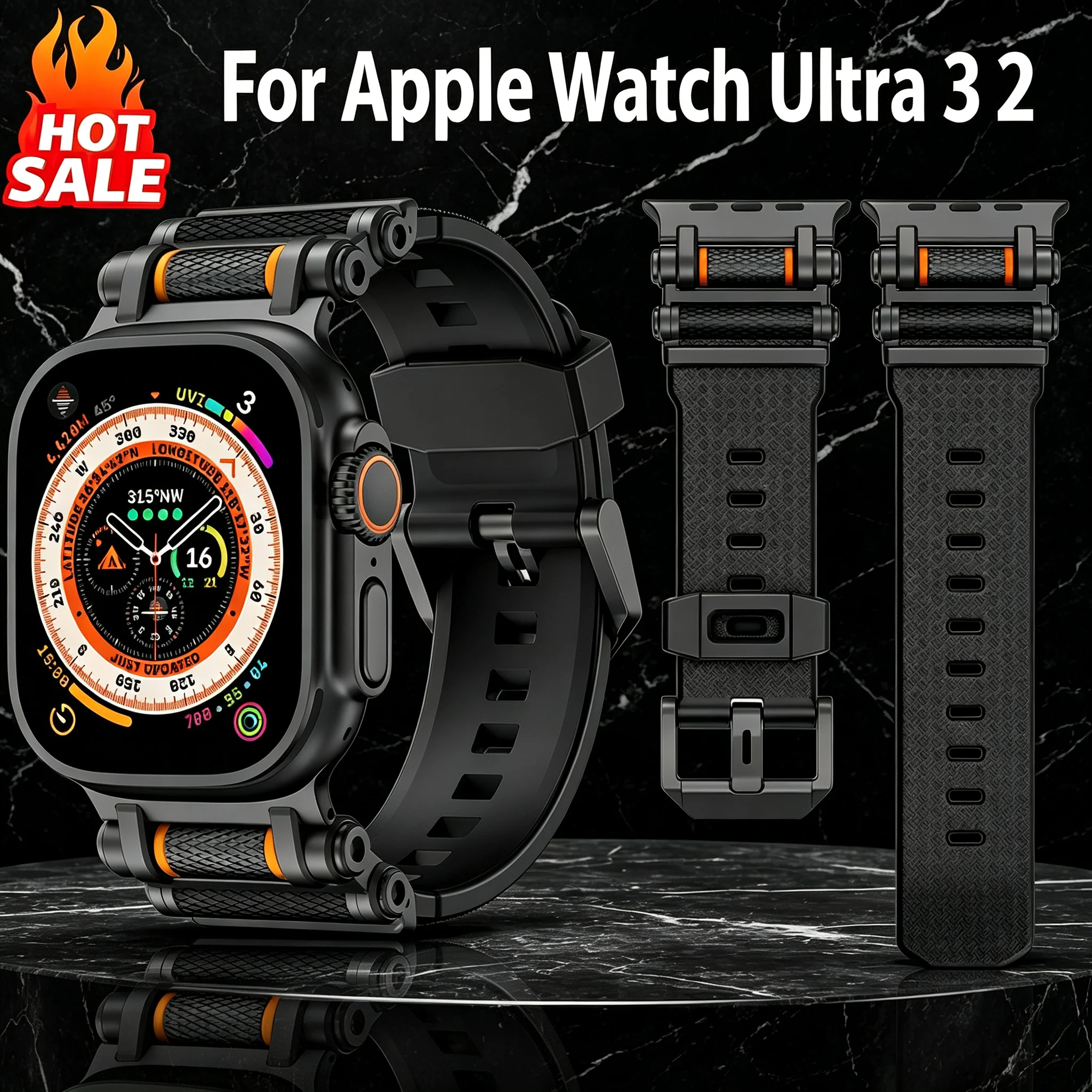 Durable Metal & Rubber Strap for Smartwatch - 49mm Band Accessory Bracelet