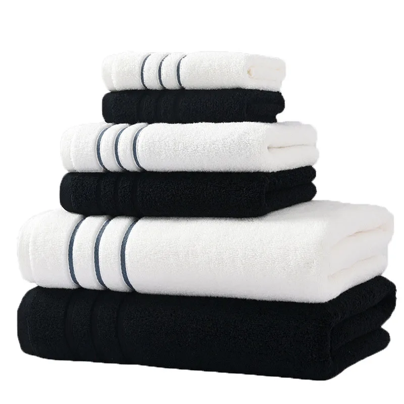 6/8PCS Bath Towel Set Adult Bathroom Cotton Super Absorbent 2 Wash Towel 2 Hand Towel 2 Bath Towel Hotel Spa Beauty Salon Grey 2