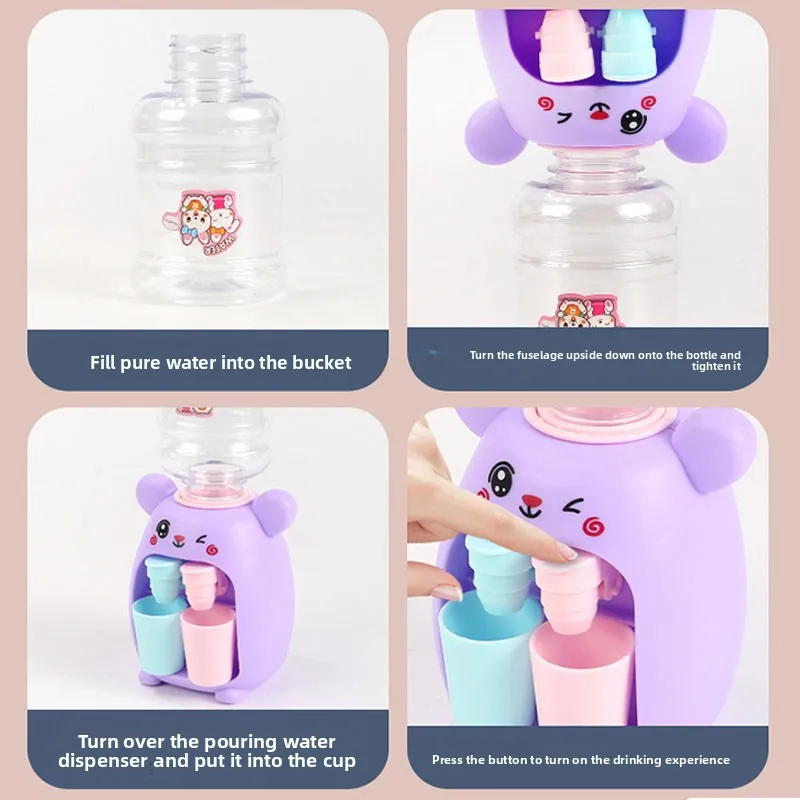 Children Cute Capybara Water Dispenser Toy with Dual Cup Cartoon Cold/Warm Water Juice Drinking Fountain Simulation Kitchen Toys
