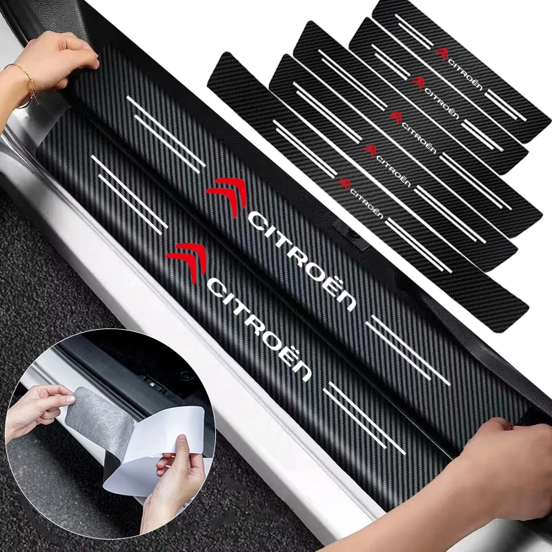 Carbon Fiber Car Door Sill Scuff Plate Decor Stickers – Multiple Pieces Available