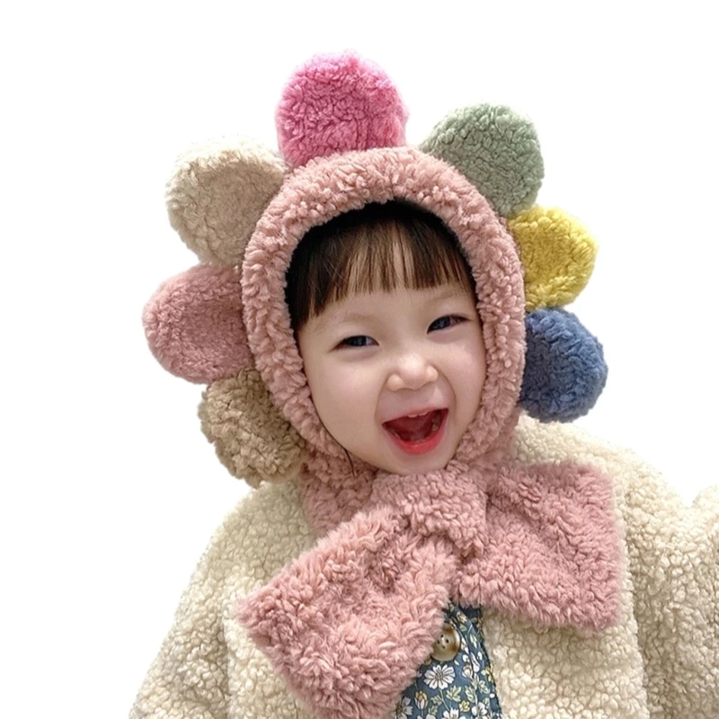 

Baby Bonnet Cap Scarf Flower Cap Ear Protections Hat Neckerchief Earflap Hat Scarf Winter Warm Hat for Baby Boy Girl