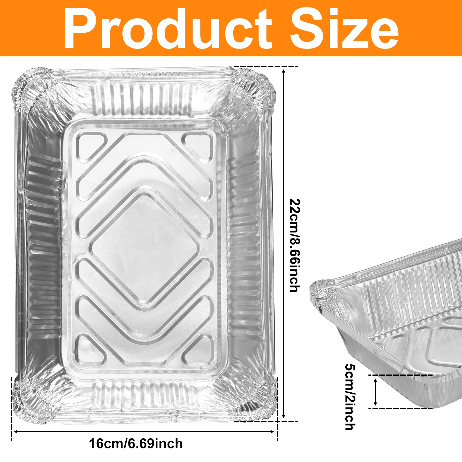 Aluminum Foil Trays 1100ml Non-Stick Aluminum Foil Baking Pans Reusable Food Grade Containers Trays 50Pcs aluminum foil trays