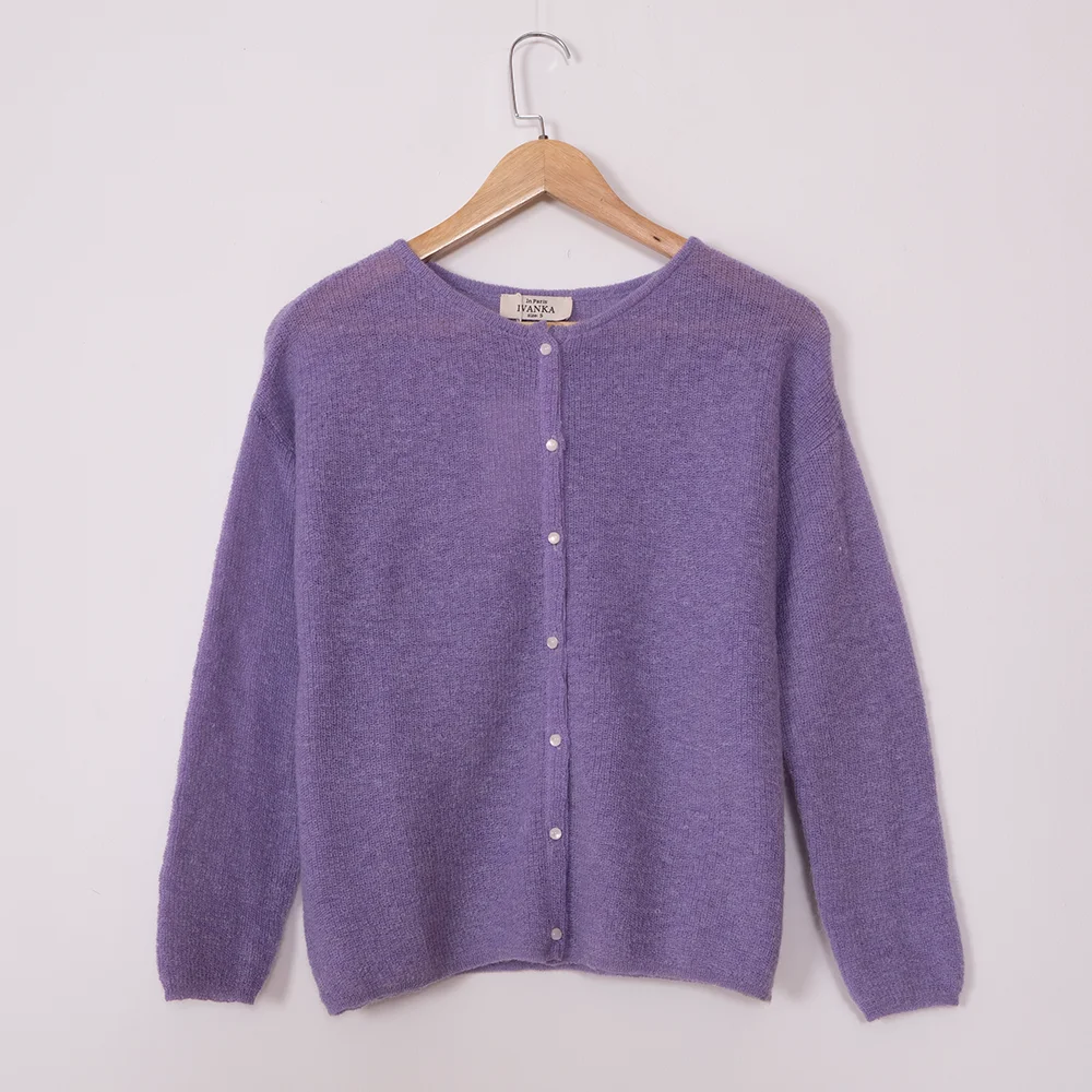 Rowling Mirror Vintage Solid Wool Blend Elegant Cardigan Sweater Women Spring 2023 O Neck Full Sleeve Button Knit Sweater Female 3