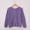 Rowling Mirror Vintage Solid Wool Blend Elegant Cardigan Sweater Women Spring 2023 O Neck Full Sleeve Button Knit Sweater Female 3