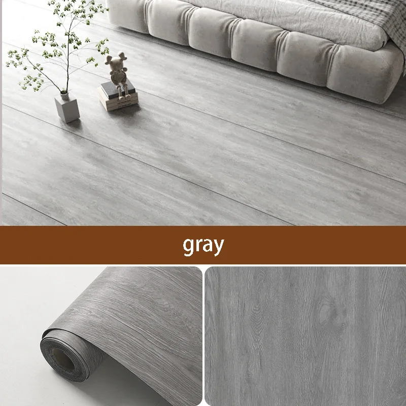 Vintage Wood Grain Peel & Stick Floor Sticker Waterproof Oil-Resistant Wallpaper for Kitchen Bathroom Living Room Home Decor