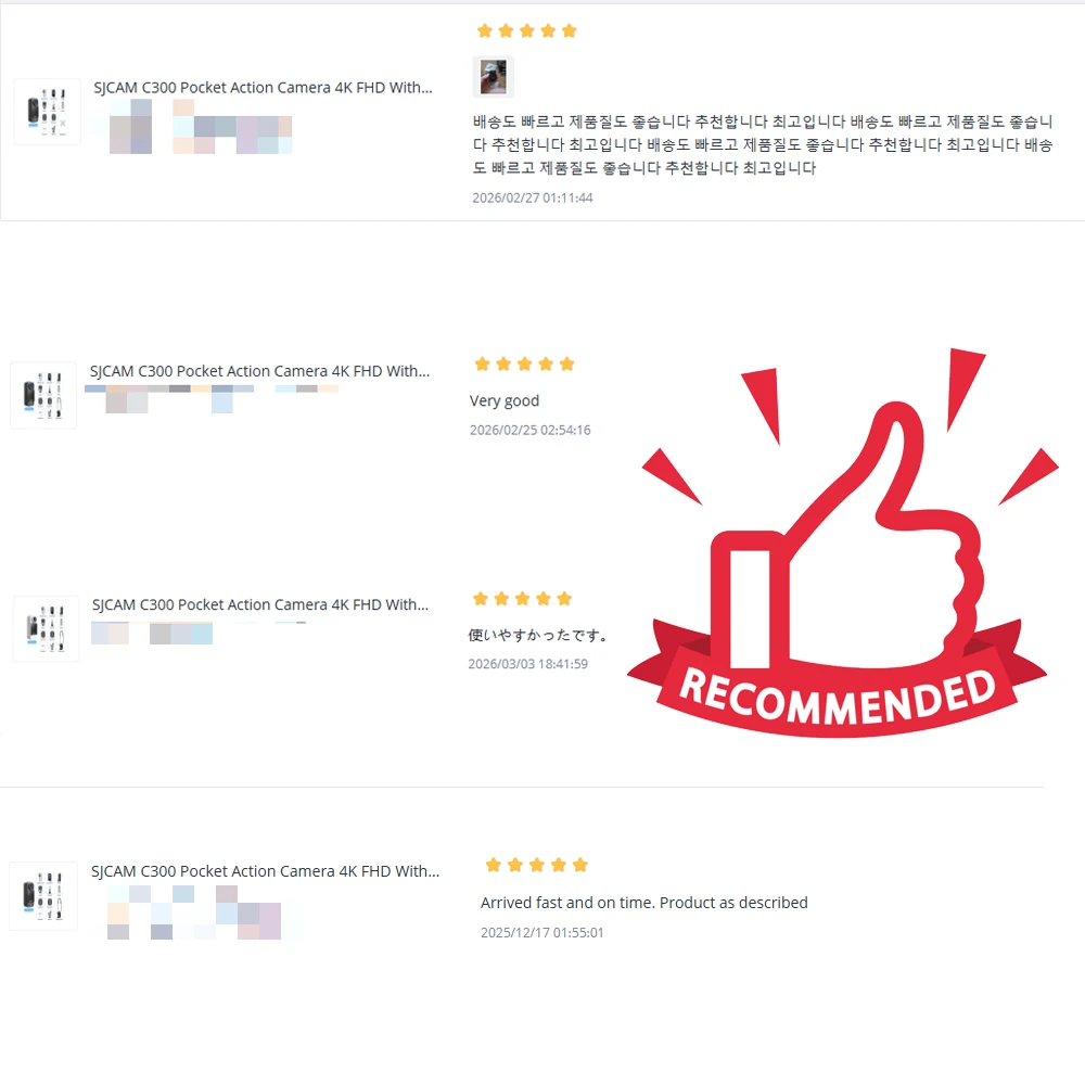 SJCAM C300 포켓형, 어린이용 액션 카메라, 엄지손가락 크기의 4K 카메라, 원클릭 녹화 기능, 원격 제어 지원, 앱으로 실시간 영상 보기