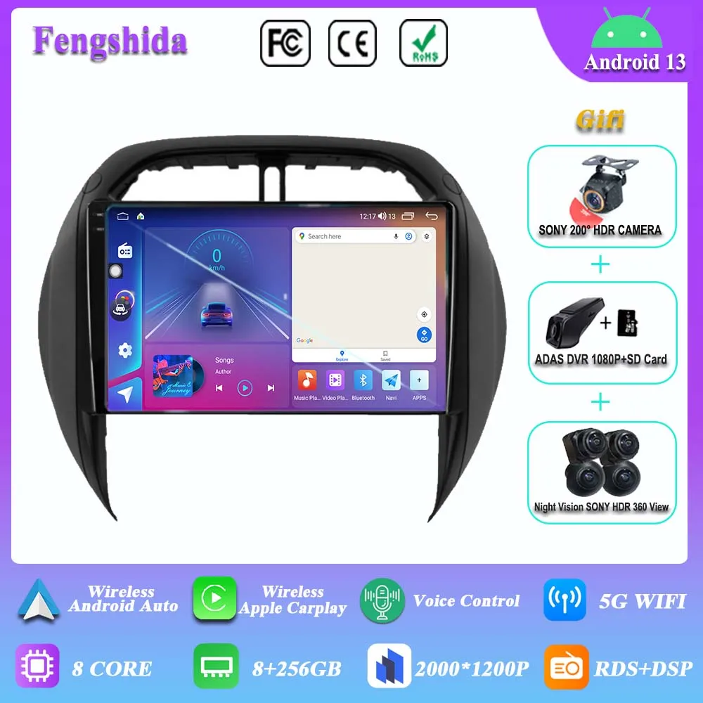 

7862 CPU Android 13 Car Radio DVD Multimedia Player For TOYOTA RAV4 2003 2004 2005 Carplay Stereo Head Unit GPS Navigation 2din