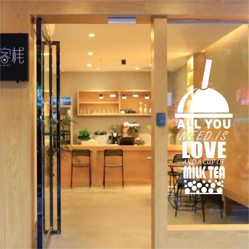 Milk Tea Shop Wall Sicker Bubble Tea Decal Cafe Drink Cup Vinyl Art Decor Mural Decoration Break