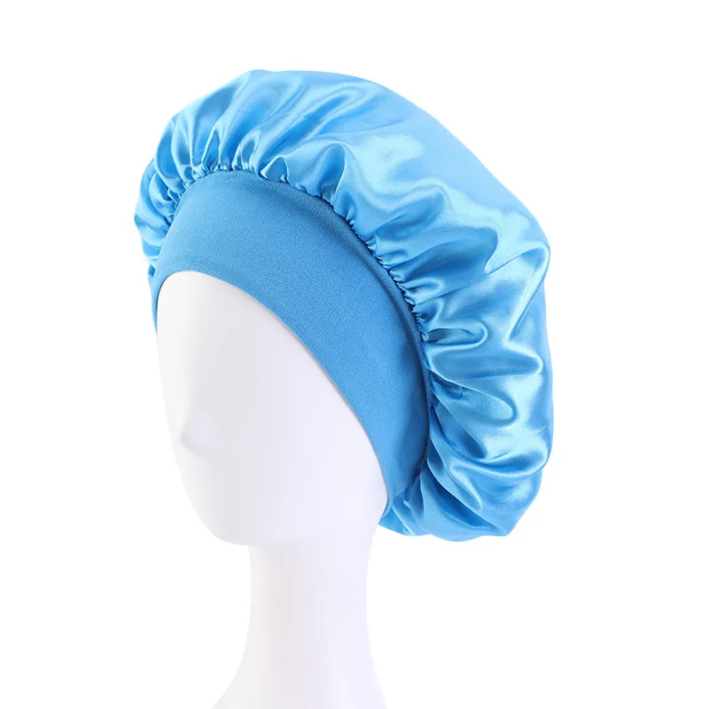 Women's Satin Wide-Brimmed Sleep Bonnet with Elastic Band