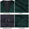 Hi-Tie Dark Green Men's Vests Tie Set Silk Paisley Jacquard Waistcoat Jacket Necktie Hanky Cufflinks Wedding Formal Party Gifts 6