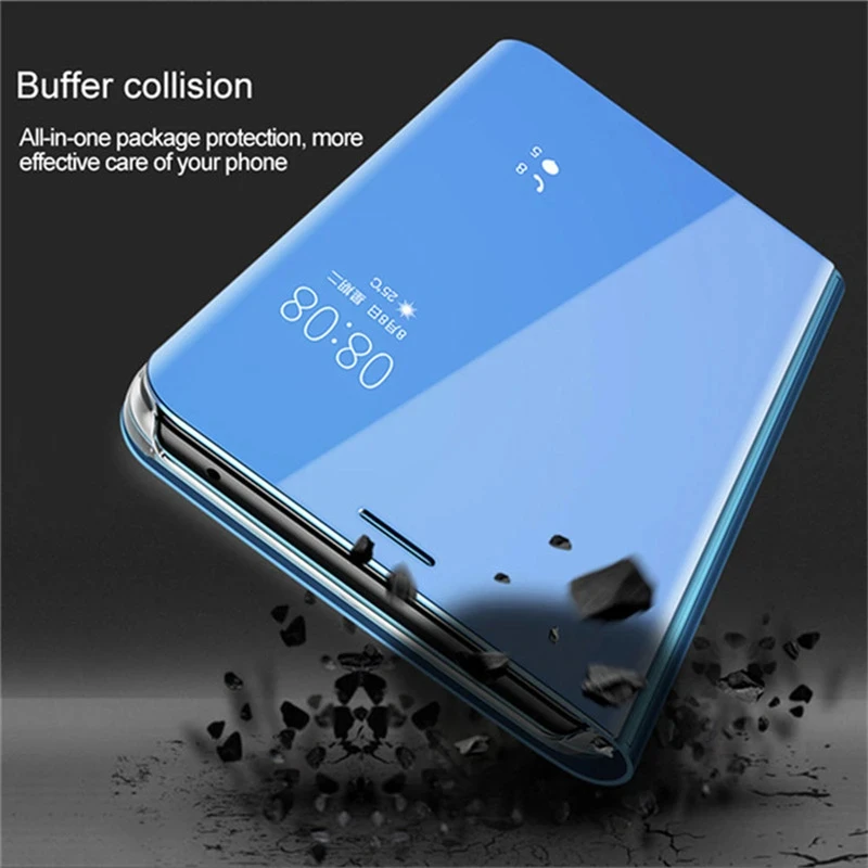 Luxury Smart Mirror Case For Huawei Honor 300 200 70 50 Leather Flip Holder Phone Coque For Honor Magic 6 5 Lite X9A X8B Cover phone case,leather phone case,leather wallet case,leather case,smart mirror flip case
