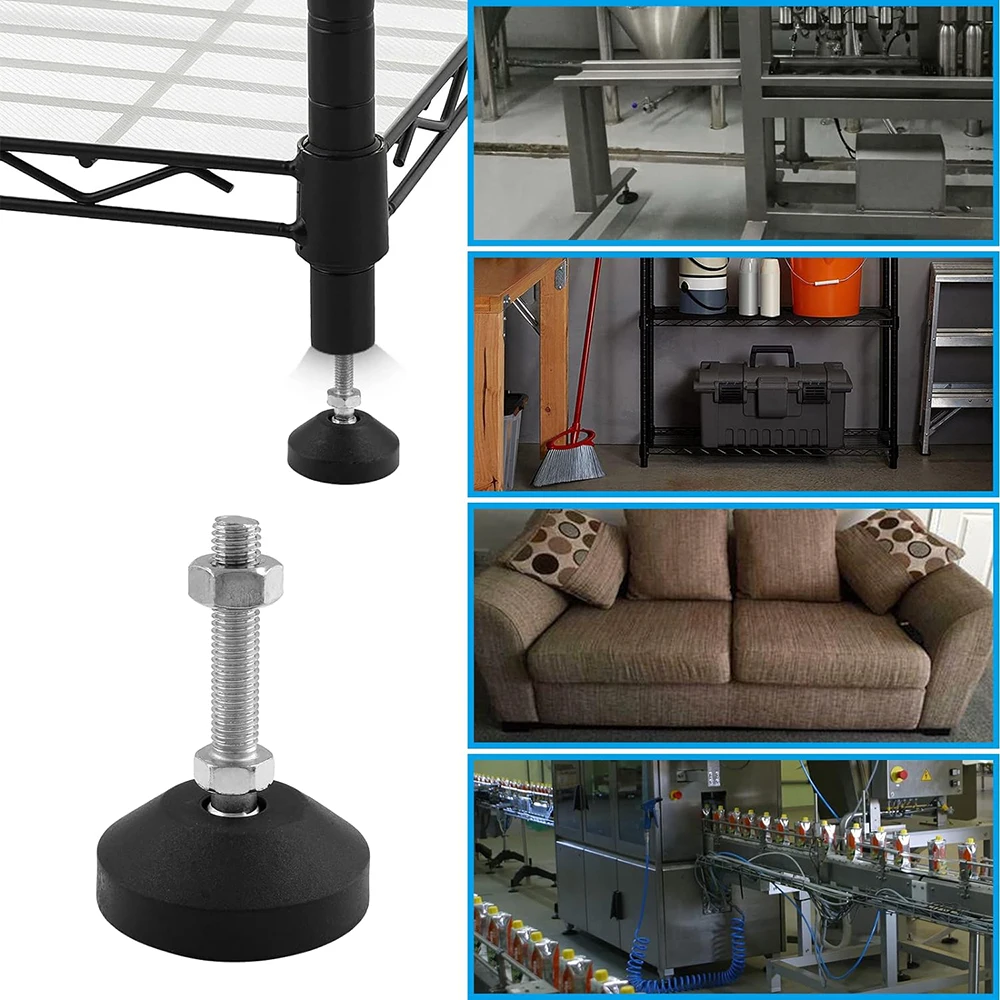 4Pcs Adjustable Levelling Feet Furniture Pads Diameter 50mm Nylon Base Universal Joint Threaded M12x50mm for Table Chair Stand