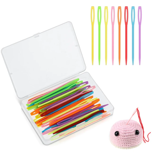 50Pcs Large-Eye Plastic Sewing Needles Colorful Safety Lacing Needles Yarn  Sewing Learning Needles for DIY