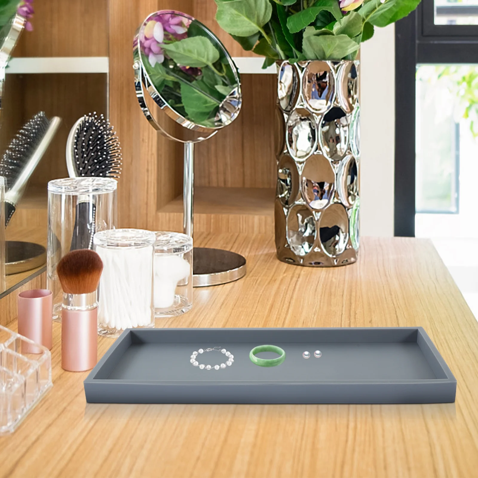 

Silicone Decorative Tray Makeup Organizer Perfume Soap Organization Tray