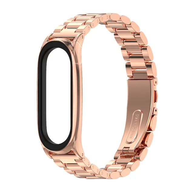 Strap For Xiaomi Mi Band 3 4 5 Wrist Metal Bracelet Screwless Stainless Steel MIband for Mi Band 4 3 5 Strap Wristbands Pulseira 4 plus rose gold