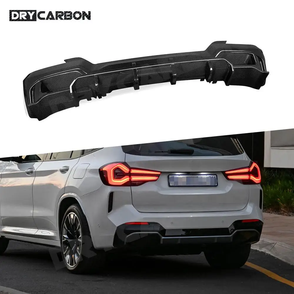 

Dry Carbon Fiber Rear Bumper Lip Diffuser Spoiler For BMW iX3 G08i 2022 FRP Black Car Bumper Chin Guard Body Kits Accessories