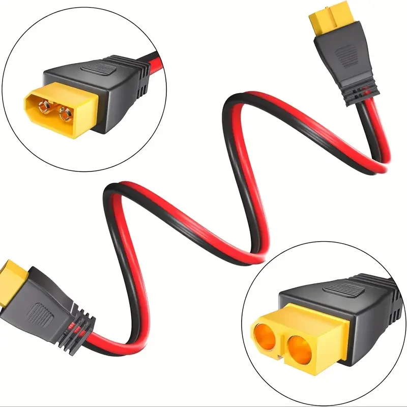 XT60 Male To Connector Female Extension Cable extension cable solar panel connector cable 12AWG For RV Portable Power Station Solar Generator RC Battery
