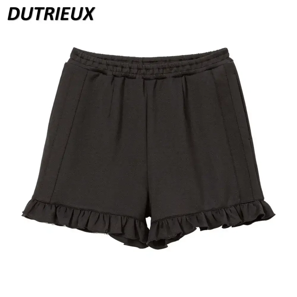 Japanese Style Sweet All-Matching Casual Shorts Wooden Ear Slimming Short Trousers Elastic Waist Pants Cute Leggings for Women