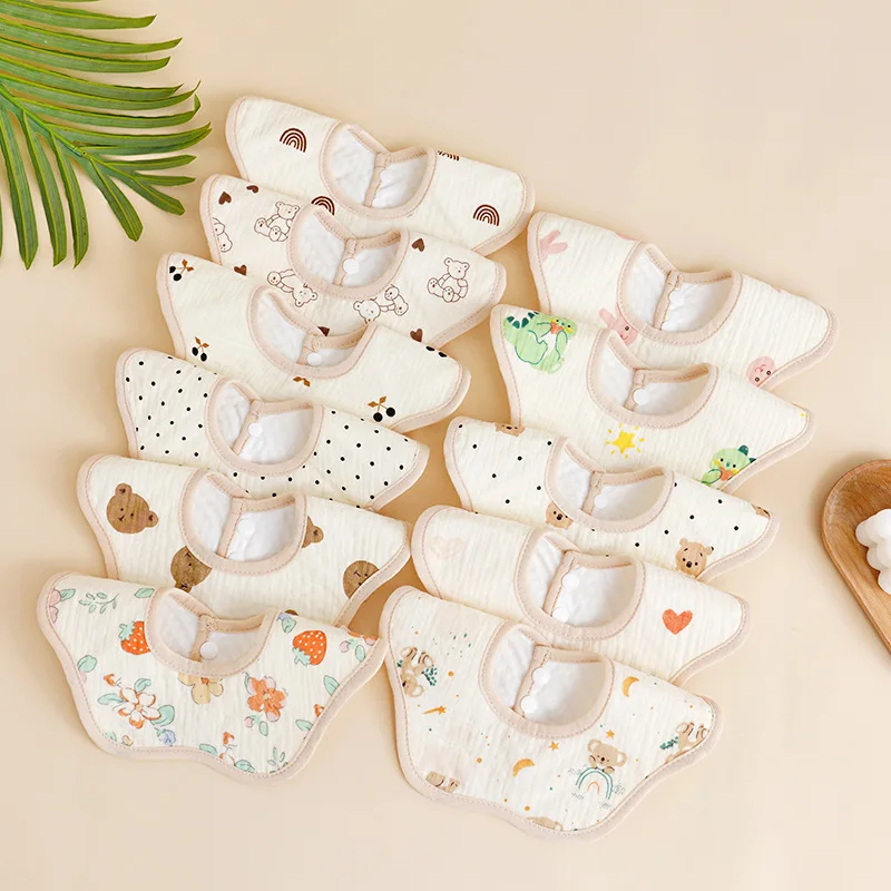 3pcs Waterproof Cotton Gauze Baby Bibs New Absorbent Saliva Towel Newborn Burp Cloths Bandana Scarf for Boys Girls Feeding Bibs 5