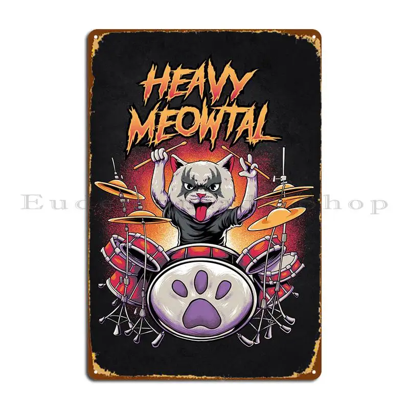 

Тяжелый барабанщик Meowtal Cat, металлическая табличка, Настенный декор, настенная пещера, Настенная пещера, дизайн, оловянный знак, плакат