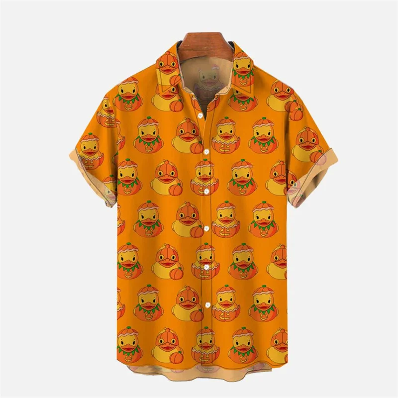 thumbnail image 1 of Camisa hawaiana con estampado 3D de pato amarillo para hombre, blusa con estampado de animales bonitos, camisas hawaianas de verano para la calle, mangas cortas holgadas y transpirables, 1 of 5