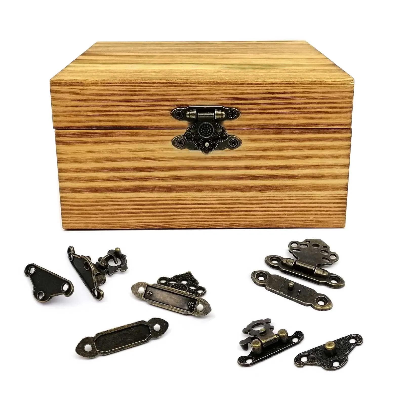 Toggle Latch Hasp Lock Clasp 12pcs Vintage Antique Brass Bronze Decorative Wooden Jewelry Chest Wine Box Gift Case with screws