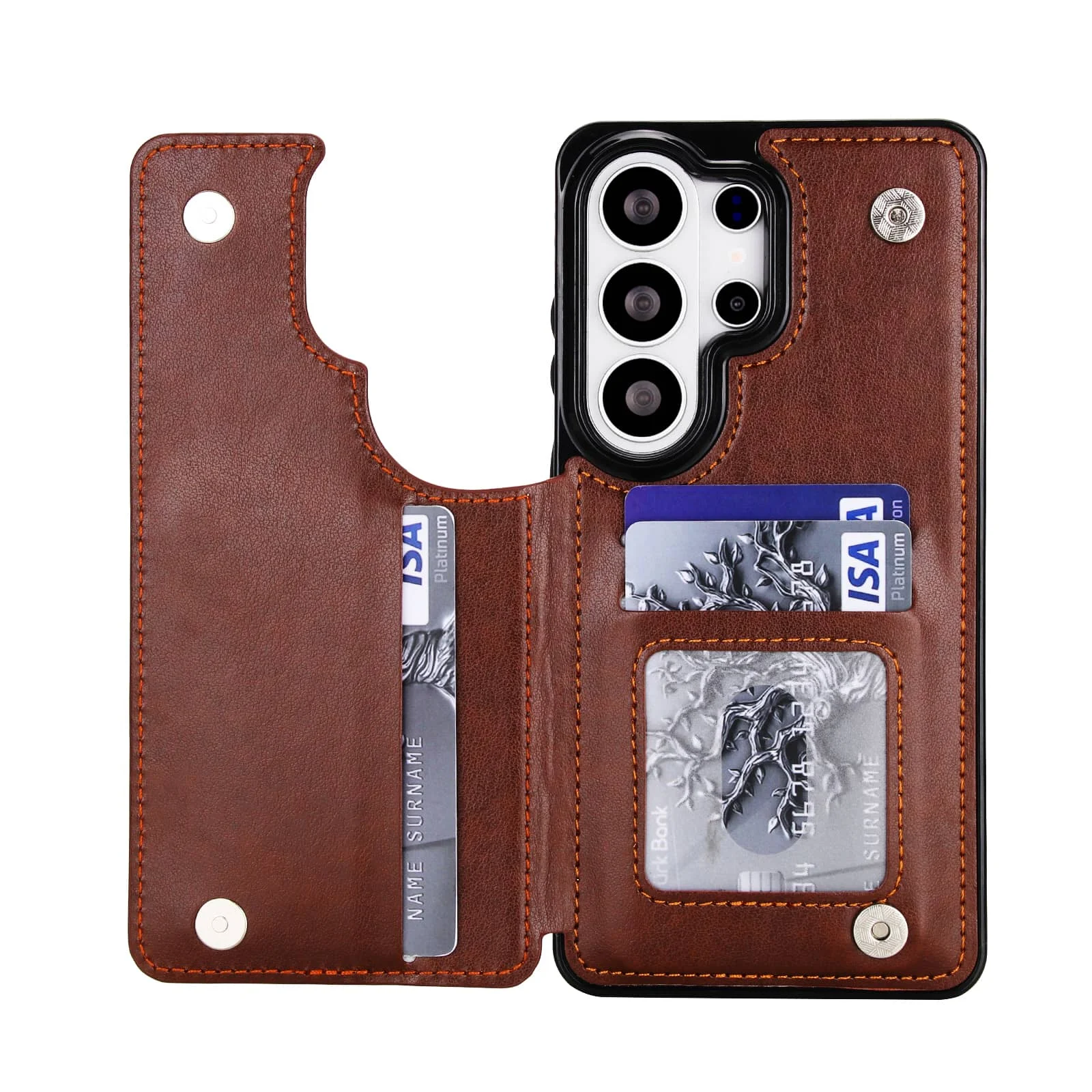 Floral Leather Wallet Phone Case with Stand and Card Holder, Double Magnetic Clasp