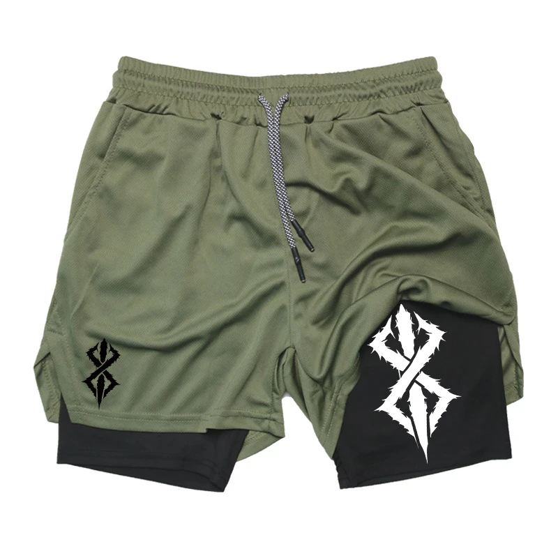 Men 2 in 1 Athletic Gym Workout Running Summer Shorts for Performance Print with Phone Pocket Quick Dry Breathable