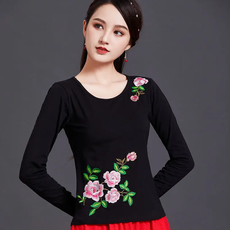 

Asian style chinoiserie traditional chinese clothes embroidery embroidered shirts woman blouses for women shirt dress lady top