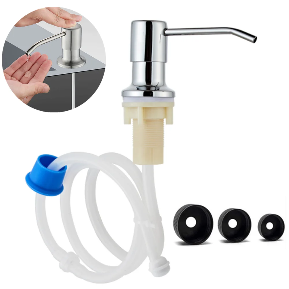 

Kitchen Sink Liquid Soap Dispenser Pump Stainless Steel Liquid Soap Bottle Sink Mount Hand Pressure Soap Dispenser Bottle