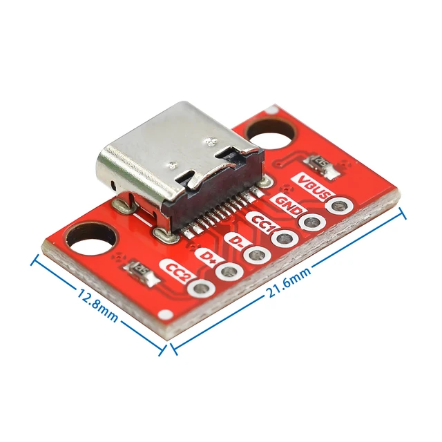 TYPE-C Female Test Board USB3.1 16P to 2.54 High Current Power Adapter Board Module Double-sided Front Back Plug Test Board 1